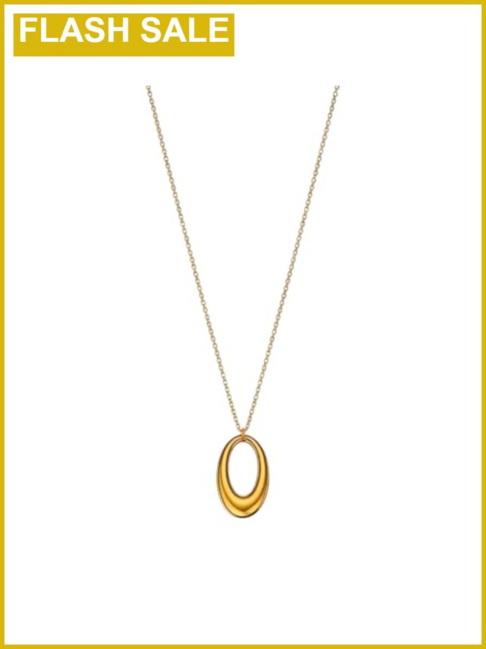 Chunky Oval Hoop Pendant Necklace Long Adjustable Statement Necklace